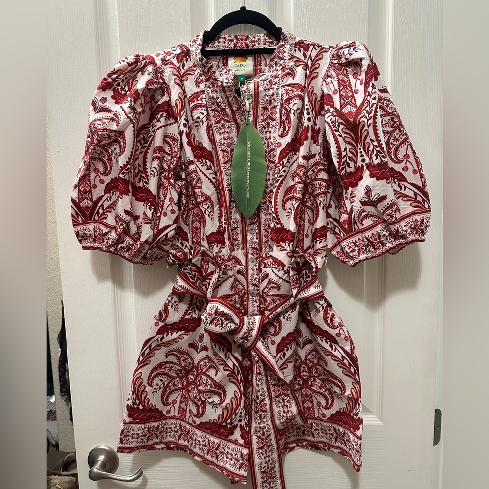 FARM Rio Off-White Tropical Cameo Cotton Romper Size M TROPICAL CAMEO- NWT! - Picture 3 of 6